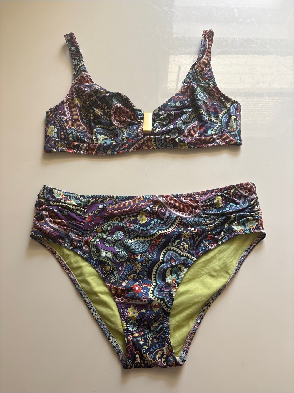 Paisley Print Two-Piece Bikini Set in Multi-Color